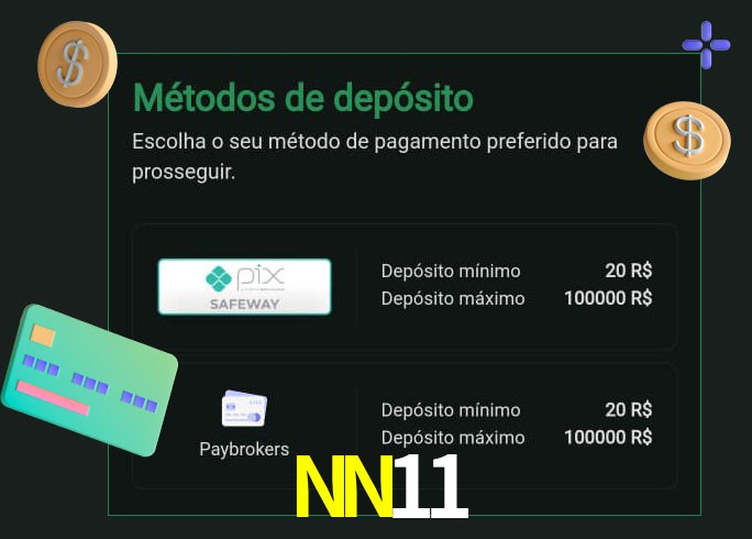 O cassino NN11bet oferece uma grande variedade de métodos de pagamento